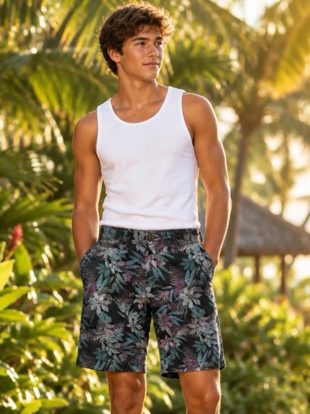 American Eagle Next Level Flex Tropical Floral Chino Shorts Mens 28